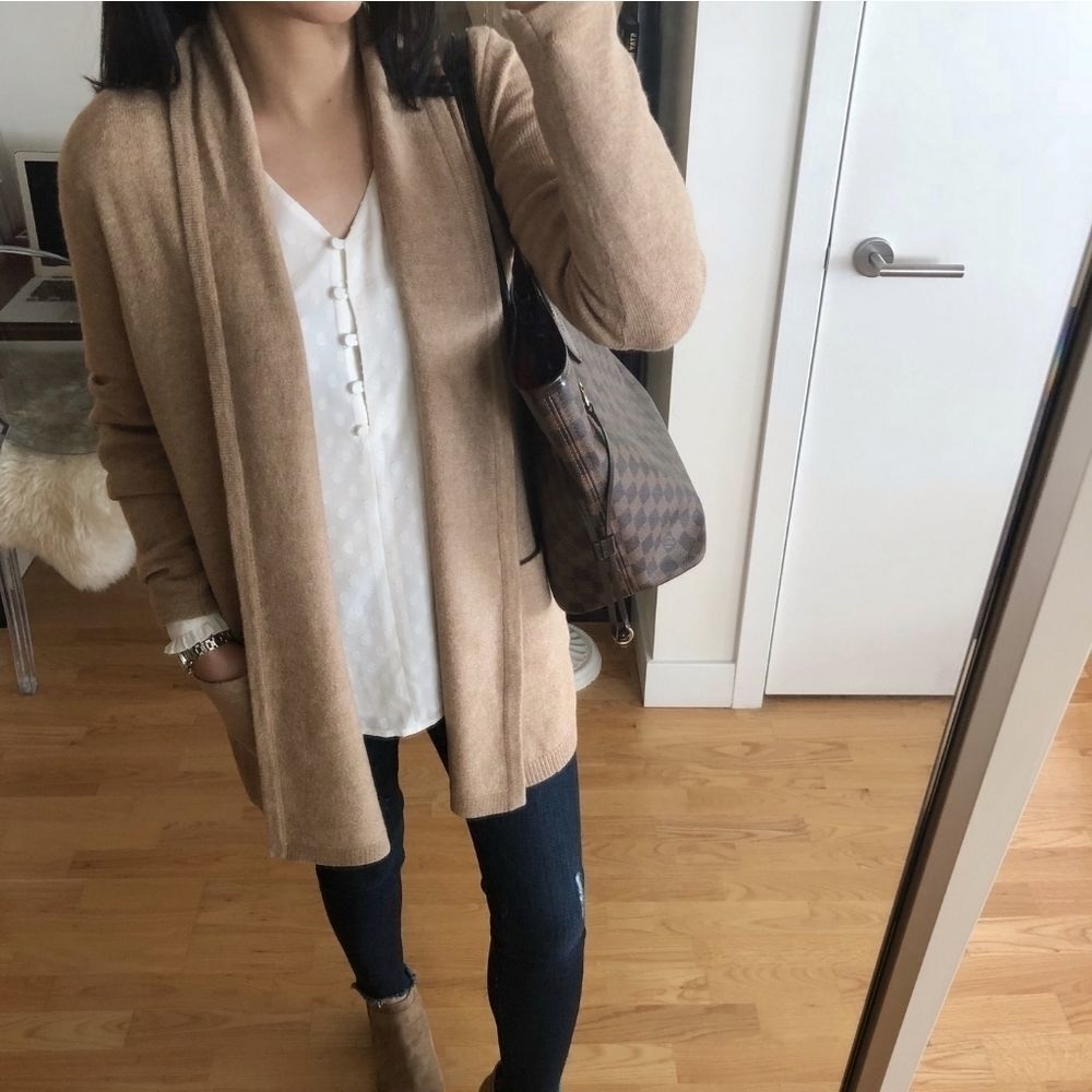 LOFT Grey/Tan‎ Open Cardigan Size XS